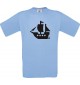TOP Kinder-Shirt Seegelyacht, Boot, Skipper, Kapitän kult, Farbe hellblau, Größe 104
