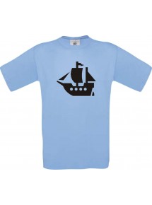 TOP Kinder-Shirt Seegelyacht, Boot, Skipper, Kapitän kult, Farbe hellblau, Größe 104