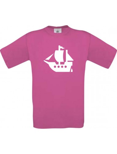 TOP Kinder-Shirt Seegelyacht, Boot, Skipper, Kapitän kult, Farbe pink, Größe 104