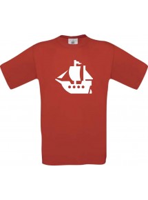 TOP Kinder-Shirt Seegelyacht, Boot, Skipper, Kapitän kult, Farbe rot, Größe 104