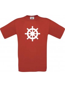 TOP Kinder-Shirt Steuerrad, Boot, Skipper, Kapitän kult, Farbe rot, Größe 104