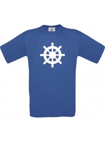 TOP Kinder-Shirt Steuerrad, Boot, Skipper, Kapitän kult, Farbe royalblau, Größe 104