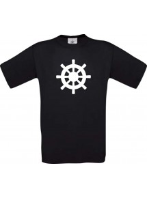 TOP Kinder-Shirt Steuerrad, Boot, Skipper, Kapitän kult, Farbe schwarz, Größe 104