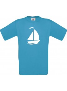 TOP Kinder-Shirt Seegelboot, Jolle, Skipper, Kapitän kult, Farbe atoll, Größe 104