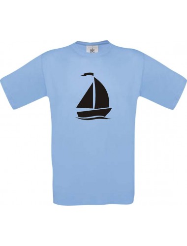 TOP Kinder-Shirt Seegelboot, Jolle, Skipper, Kapitän kult, Farbe hellblau, Größe 104