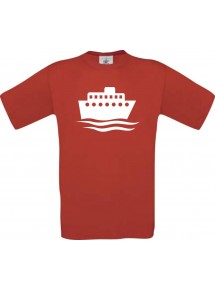 TOP Kinder-Shirt Kreuzfahrtschiff, Passagierschiff kult, Farbe rot, Größe 104