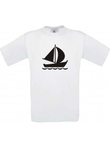 TOP Kinder-Shirt Seegelboot, Jolle, Skipper, Kapitän kult, Farbe weiss, Größe 104
