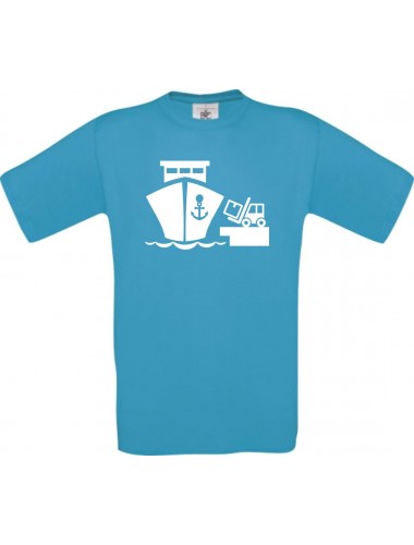TOP Kinder-Shirt Frachter, Übersee, Skipper, Kapitän kult, Farbe atoll, Größe 104