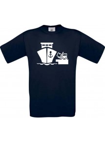 TOP Kinder-Shirt Frachter, Übersee, Skipper, Kapitän kult, Farbe blau, Größe 104