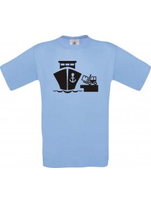 TOP Kinder-Shirt Frachter, Übersee, Skipper, Kapitän kult, Farbe hellblau, Größe 104
