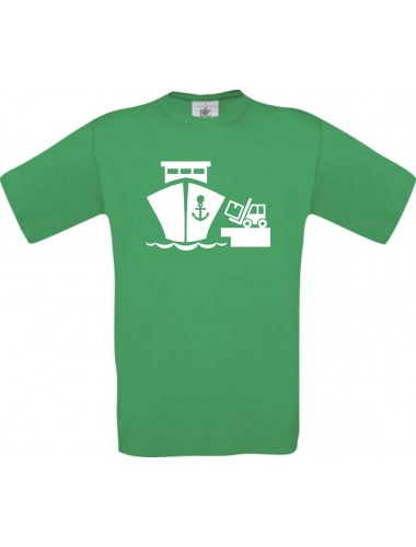 TOP Kinder-Shirt Frachter, Übersee, Skipper, Kapitän kult, Farbe kellygreen, Größe 104