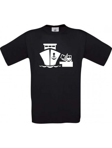 TOP Kinder-Shirt Frachter, Übersee, Skipper, Kapitän kult, Farbe schwarz, Größe 104