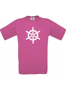 TOP Kinder-Shirt Steuerrad, Boot, Skipper, Kapitän kult, Farbe pink, Größe 104