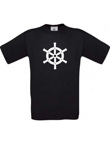 TOP Kinder-Shirt Steuerrad, Boot, Skipper, Kapitän kult, Farbe schwarz, Größe 104