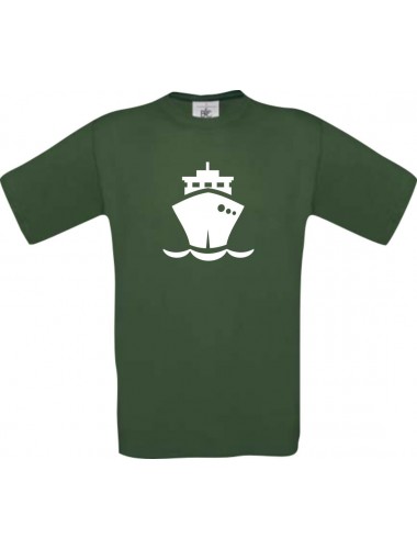 TOP Kinder-Shirt Frachter, Übersee, Boot, Kapitän kult, Farbe dunkelgruen, Größe 104