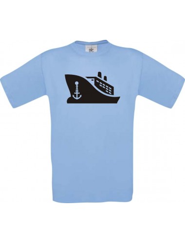 TOP Kinder-Shirt Frachter, Übersee, Skipper, Kapitän kult, Farbe hellblau, Größe 104