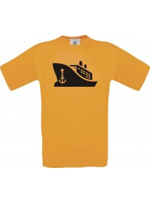 TOP Kinder-Shirt Frachter, Übersee, Skipper, Kapitän kult, Farbe orange, Größe 104