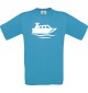 TOP Kinder-Shirt Motorboot, Yacht, Boot, Kapitän kult, Farbe atoll, Größe 104