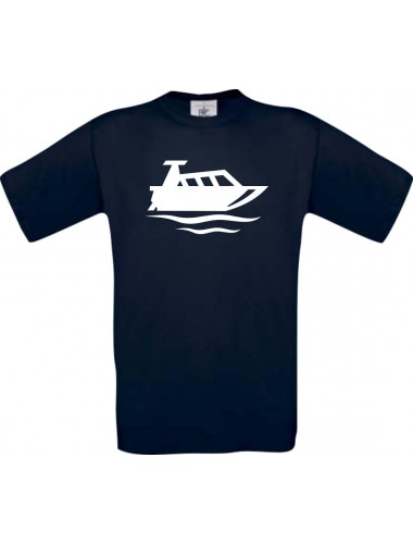 TOP Kinder-Shirt Motorboot, Yacht, Boot, Kapitän kult, Farbe blau, Größe 104