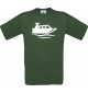 TOP Kinder-Shirt Motorboot, Yacht, Boot, Kapitän kult, Farbe dunkelgruen, Größe 104