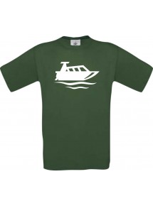 TOP Kinder-Shirt Motorboot, Yacht, Boot, Kapitän kult, Farbe dunkelgruen, Größe 104