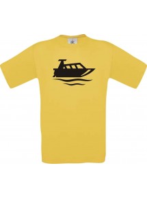 TOP Kinder-Shirt Motorboot, Yacht, Boot, Kapitän kult, Farbe gelb, Größe 104