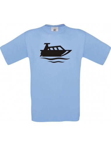 TOP Kinder-Shirt Motorboot, Yacht, Boot, Kapitän kult, Farbe hellblau, Größe 104