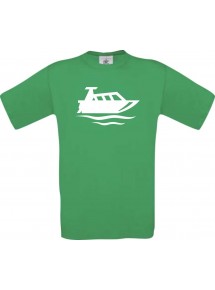 TOP Kinder-Shirt Motorboot, Yacht, Boot, Kapitän kult, Farbe kellygreen, Größe 104