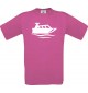 TOP Kinder-Shirt Motorboot, Yacht, Boot, Kapitän kult, Farbe pink, Größe 104