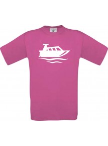 TOP Kinder-Shirt Motorboot, Yacht, Boot, Kapitän kult, Farbe pink, Größe 104