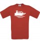 TOP Kinder-Shirt Motorboot, Yacht, Boot, Kapitän kult, Farbe rot, Größe 104