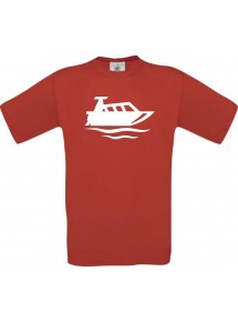 TOP Kinder-Shirt Motorboot, Yacht, Boot, Kapitän kult, Farbe rot, Größe 104