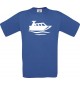 TOP Kinder-Shirt Motorboot, Yacht, Boot, Kapitän kult, Farbe royalblau, Größe 104