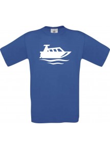 TOP Kinder-Shirt Motorboot, Yacht, Boot, Kapitän kult, Farbe royalblau, Größe 104