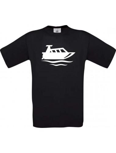 TOP Kinder-Shirt Motorboot, Yacht, Boot, Kapitän kult, Farbe schwarz, Größe 104