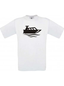 TOP Kinder-Shirt Motorboot, Yacht, Boot, Kapitän kult, Farbe weiss, Größe 104
