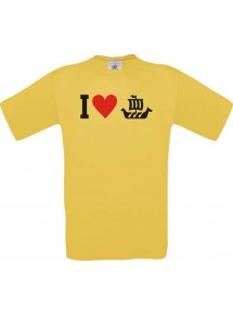 TOP Kinder-Shirt I Love Wikingerschiff, Kapitän kult, Farbe gelb, Größe 104