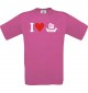 TOP Kinder-Shirt I Love Wikingerschiff, Kapitän kult, Farbe pink, Größe 104