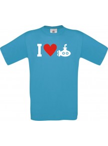 TOP Kinder-Shirt I Love U-Boot, Tauchboot, Kapitän kult, Farbe atoll, Größe 104