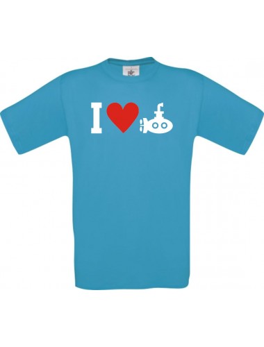 TOP Kinder-Shirt I Love U-Boot, Tauchboot, Kapitän kult, Farbe atoll, Größe 104