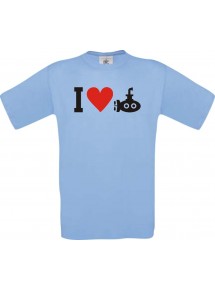 TOP Kinder-Shirt I Love U-Boot, Tauchboot, Kapitän kult, Farbe hellblau, Größe 104