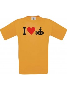 TOP Kinder-Shirt I Love U-Boot, Tauchboot, Kapitän kult, Farbe orange, Größe 104