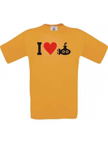 TOP Kinder-Shirt I Love U-Boot, Tauchboot, Kapitän kult, Farbe orange, Größe 104