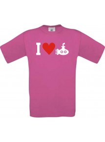 TOP Kinder-Shirt I Love U-Boot, Tauchboot, Kapitän kult, Farbe pink, Größe 104
