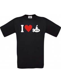 TOP Kinder-Shirt I Love U-Boot, Tauchboot, Kapitän kult, Farbe schwarz, Größe 104