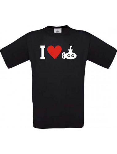 TOP Kinder-Shirt I Love U-Boot, Tauchboot, Kapitän kult, Farbe schwarz, Größe 104