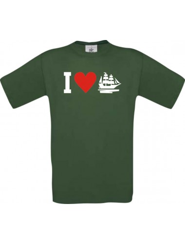 TOP Kinder-Shirt I Love Seegelyacht, Kapitän kult, Farbe dunkelgruen, Größe 104