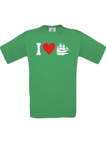 TOP Kinder-Shirt I Love Seegelyacht, Kapitän kult, Farbe kellygreen, Größe 104