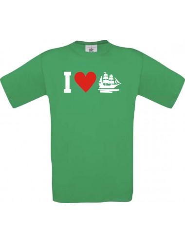 TOP Kinder-Shirt I Love Seegelyacht, Kapitän kult, Farbe kellygreen, Größe 104