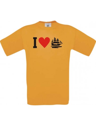 TOP Kinder-Shirt I Love Seegelyacht, Kapitän kult, Farbe orange, Größe 104